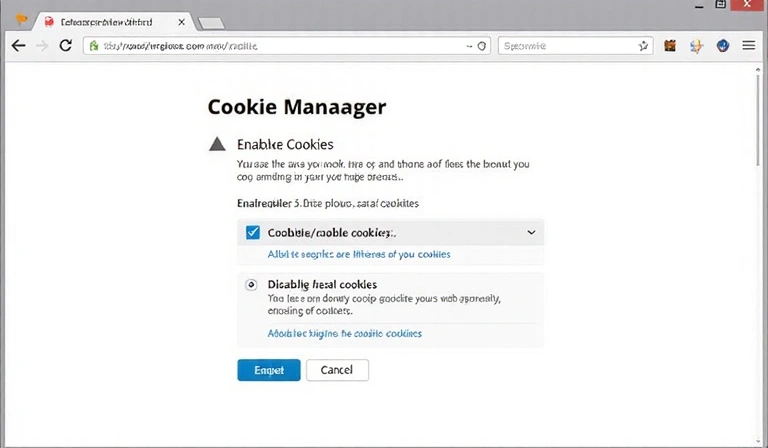 Browser cookie settings interface