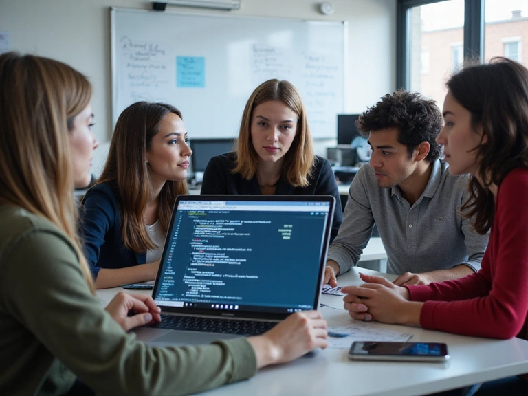 Students collaborating on AI project