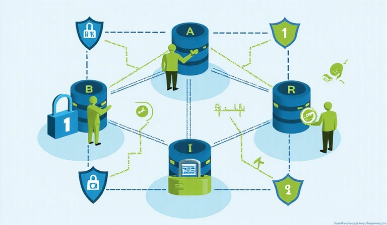 Data sharing illustration showing secure information transfer